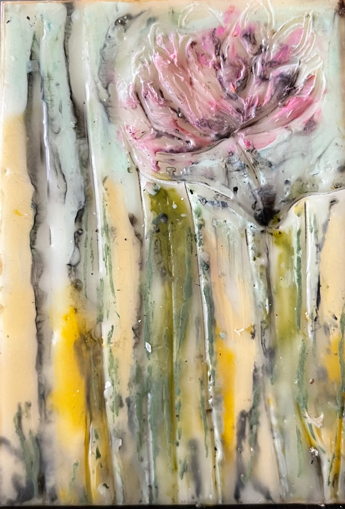 2.5 x 3.5 ATC  EA Pink Flower in Tall Grass EA 10017