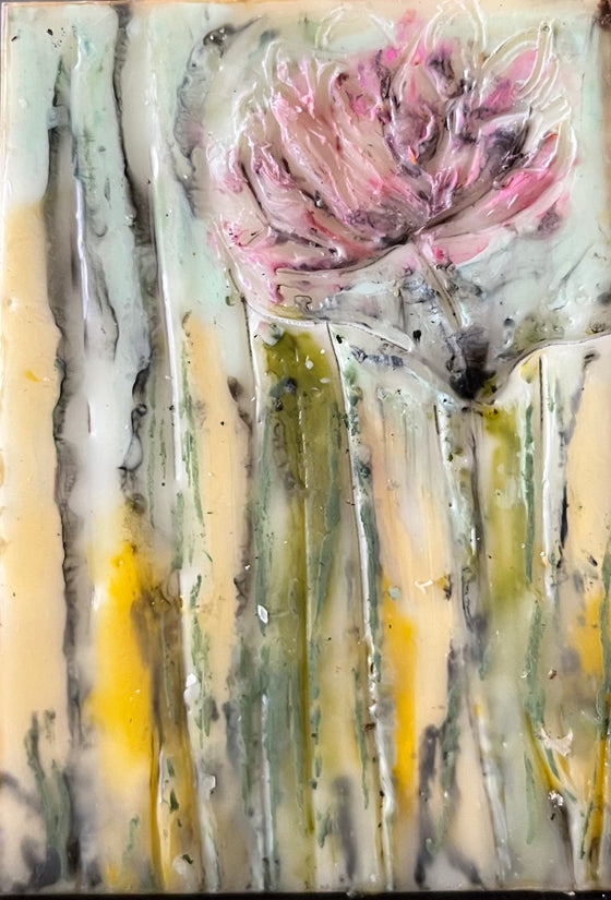 2.5 x 3.5 ATC  EA Pink Flower in Tall Grass EA 10017