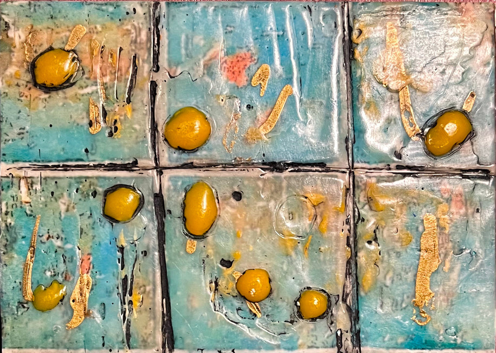 2.5 x 3.5 ATC  EA Teal Grid EA 10024